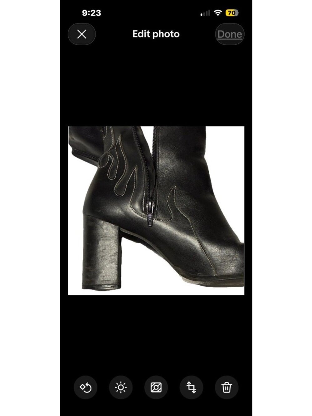 Woman's size 9 M Harley Davidson Scorch Black Leather Flame Stitch Heeled Boots